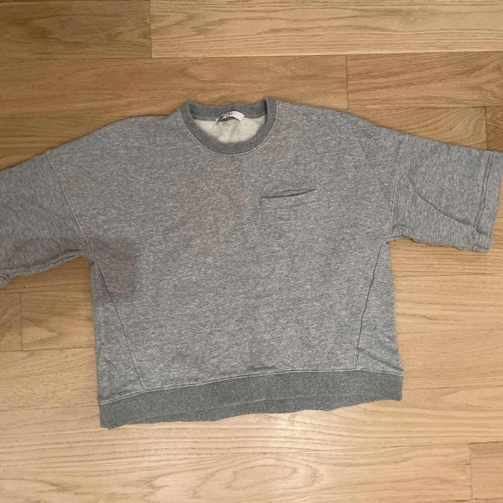 Tibi Gray S/S Boxy Sweatshirt